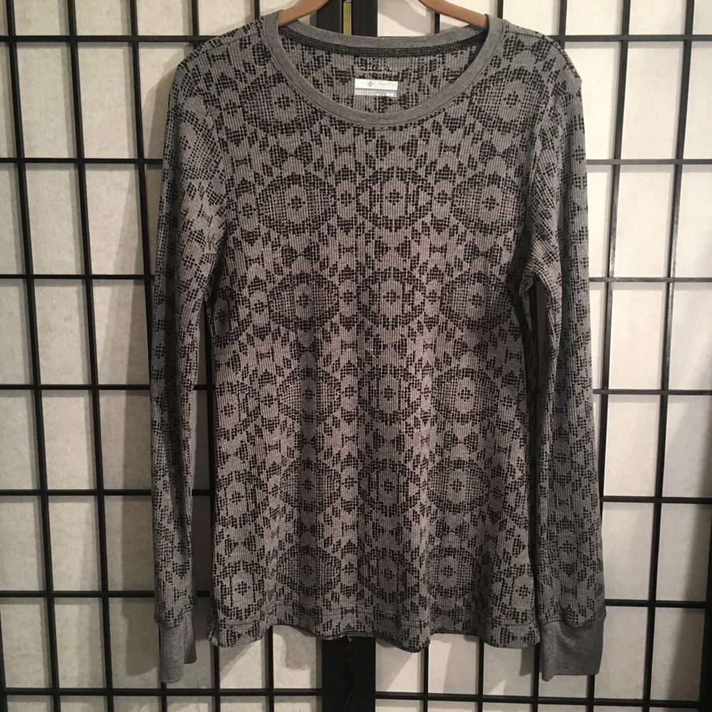 Columbia Waffle Knit Under Layer Crew Neck Shirt Size Medium